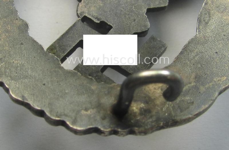 WH (Luftwaffe) 'Flugzeugführer-Abzeichen' (or: pilots'-badge) being a maker- (ie. 'BSW'-) marked- and typical 'Buntmetall'-based example as was produced by the maker (ie. 'Hersteller') named: 'Brüder Schneider' (ie. 'BSW')