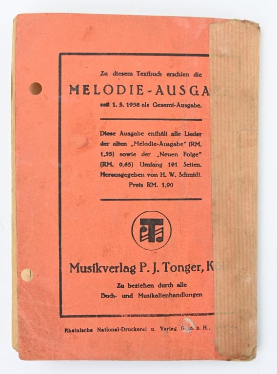 German HJ Songbook 'Uns geht die Sonne nicht unter'