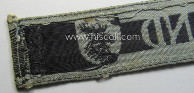 Full-length example of a WH (Heeres ie. Kriegsmarine) cuff-title- ie. armband (ie. 'Ärmelstreifen') entitled: 'Kurland' that comes in an overall very nice- (albeit clearly used- ie. tunic-removed-), condition