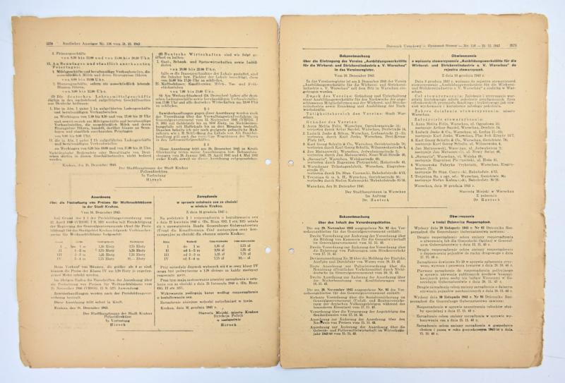 German Generalgoverment Newspaper 'Amtlicher Anzeiger'