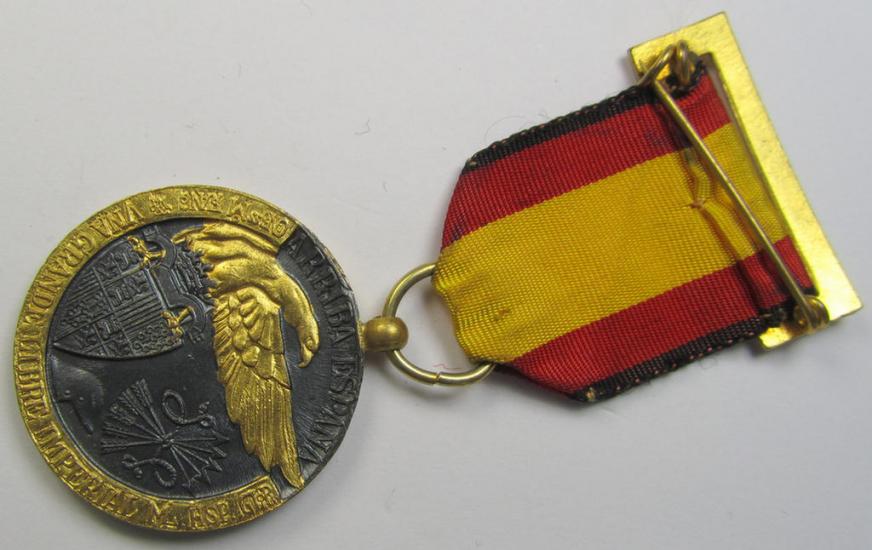 Spanish-issued, Spanish Civil-War commemorative-medal called: 'Medalla de la Campaña 1936-1939' that comes mounted on its (typically Spanish) mounted ribbon