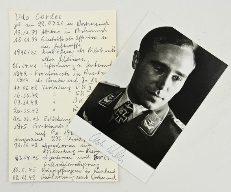 Signature of Luftwaffe KC Recipient 'Udo Cordes'