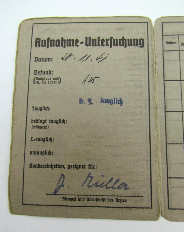 Hitlerjugend (HJ) Gesundheitspass