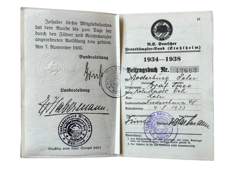 Stahlhelm-bund Membership Book