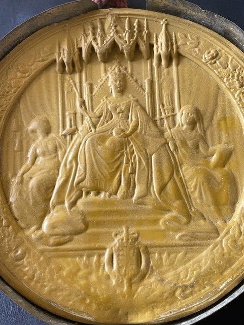 AUTHENTIC 1875 BOXED PATENT DOCUMENT SET WITH QUEEN VICTORIA GREAT WAX SEAL OF THE RELM.