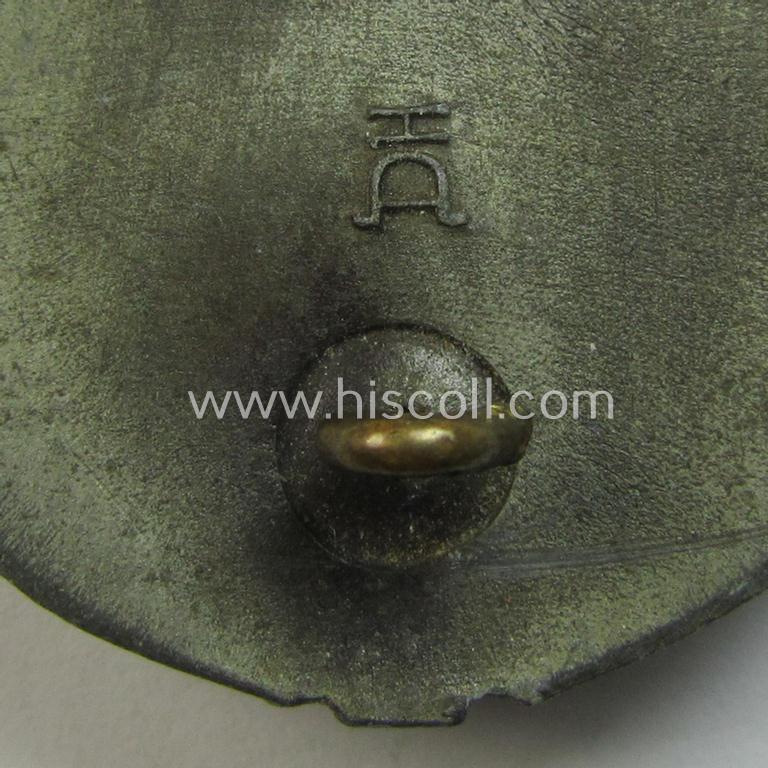 Superb - and hardly used! - 'Panzerkampfabzeichen in Bronze' being a neatly maker- (ie. 'HA'-) marked- and/or zinc- (ie. 'Feinzink'-) based specimen as was produced by the desirable 'Hersteller' (ie. maker): 'Hermann Aurich'