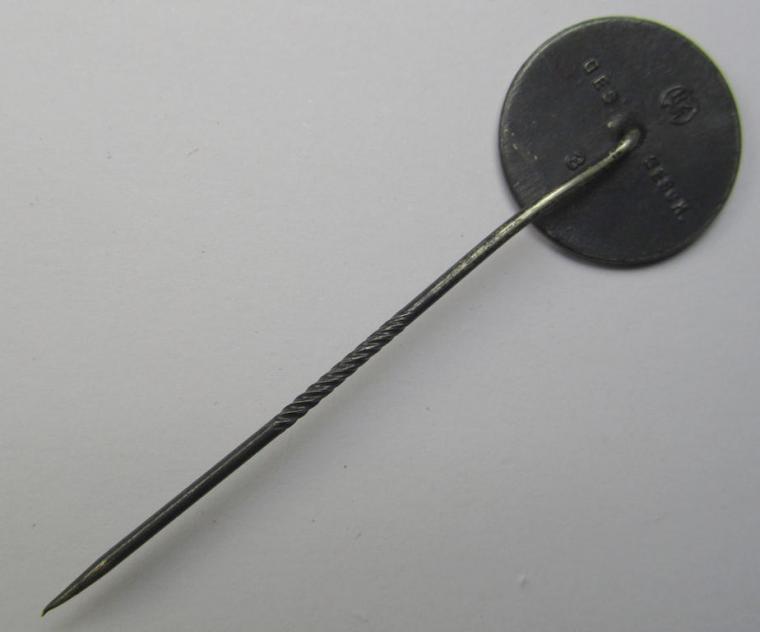 Attractive, so-called: N.S.V. (ie. 'Nationalsocialistische Volkswohlfahrt') membership-lapel-pin being an 'RzM - 35'-marked example as executed in silverish-black-toned 'Buntmetall'