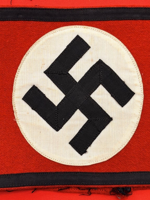 STUNNING GERMAN WWII THIRD REICH ORIGINAL ALLGEMEINE SS ARMBAND THICK RED WOOL WITH RZM SILK TAG INSIDE.