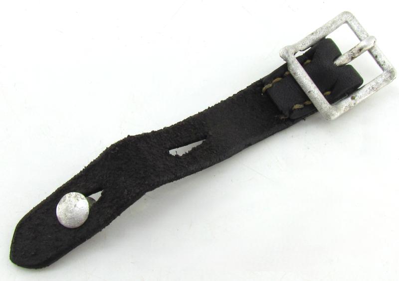 Early German helmet chin strap with aluminum buckle