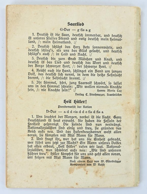 German Songbook 'Deutsche Kampfs und Volks Lieder'
