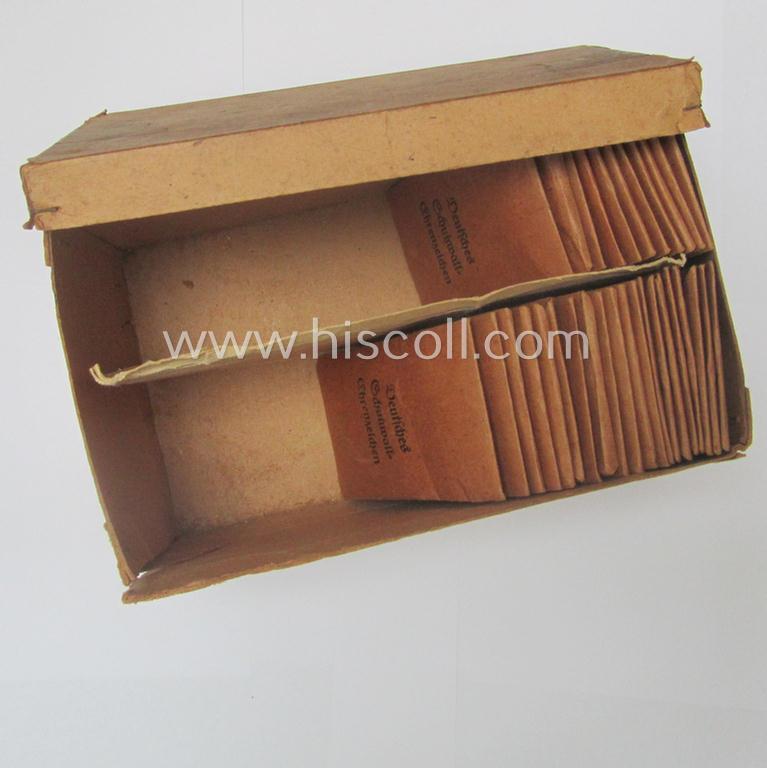 Stunning, 'Deutsches Schutzwall Ehrenzeichen' (aka: 'Westwall'-medal) being a (typical) non-maker-marked- and/or: 'Buntmetall'-based specimen that comes packed in its original pouch of issue by the: 'Friedrich Orth'-company