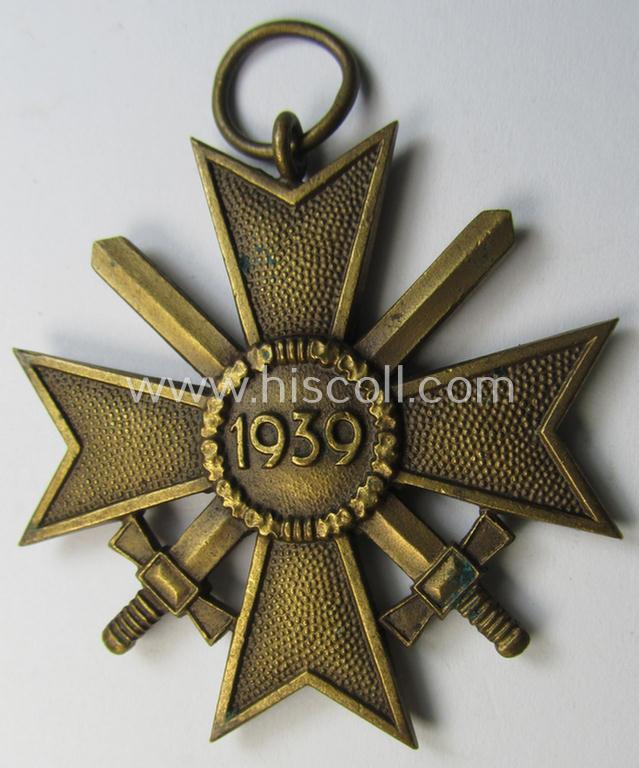 Medal-set: 'KvK II. Klasse mit Schwertern' being a clearly maker- (ie. '51'-) marked- and/or: 'Buntmetall'-based specimen as was produced by the maker: 'Eduard Görlach & Söhne' and that came with its period and confectioned ribbon