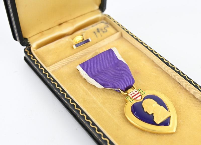 US WW2 Purple Heart Medal in Case 1945