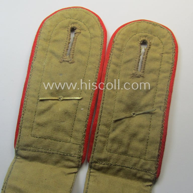 Pair of WH (Luftwaffe) 'tropical-styled', NCO-type shoulderstraps (as was specifically intended for usage onto the tropical-shirts ie. tunics) as was intended for a: 'Feldwebel. o. Wachtmeister der Flak-Art.-Trpn.'