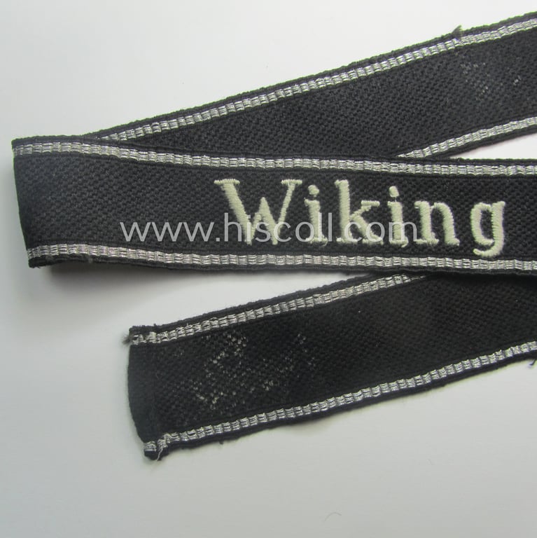 Moderately used- and/or worn Waffen-SS, 'RzM'-pattern, EM- (ie. NCO-) type cuff-title (ie. 'Ärmelstreifen') as was intended for a member of the: 5. SS-Panzer-Division "Wiking"