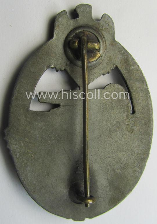 Superb - and hardly used! - 'Panzerkampfabzeichen in Bronze' being a neatly maker- (ie. 'HA'-) marked- and/or zinc- (ie. 'Feinzink'-) based specimen as was produced by the desirable 'Hersteller' (ie. maker): 'Hermann Aurich'