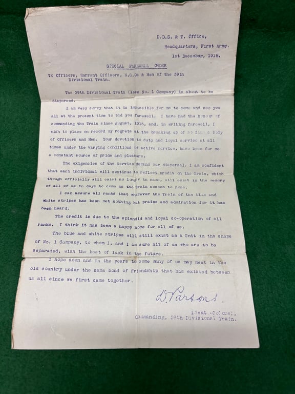 WW1 Group to S4/043907 CQMS T H Dawson ASC