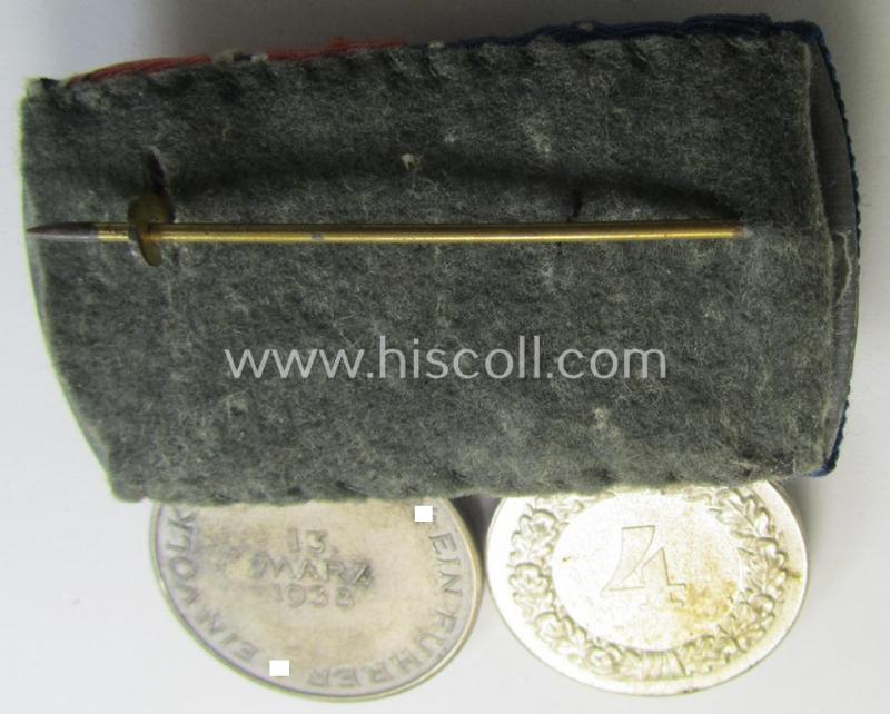 Attractive example of a two-pieced medal-bar (ie.: 'Doppel- o. Ordenspange') resp. showing a: 'WH-DA 4. Stufe' (with firmly attached eagle-device) and an Austrian 'Anschluss'-medal '1 März 1938'