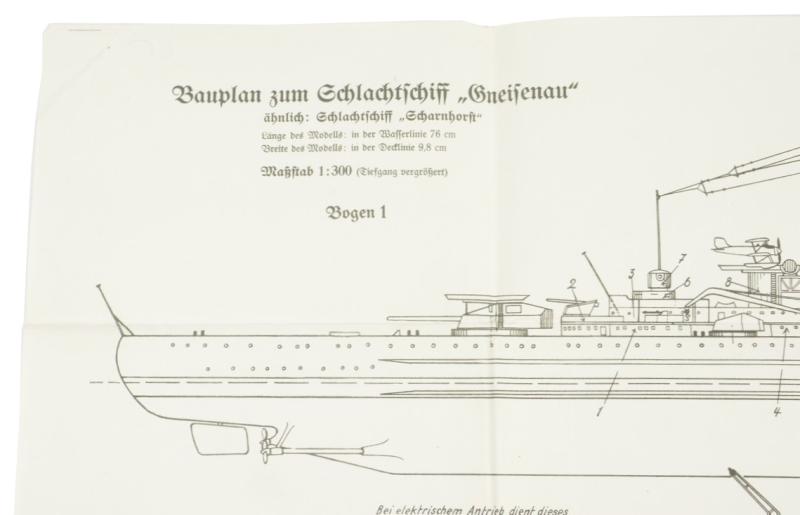 German Woodworkers Scale Plan 'Battleship Gneisenau'