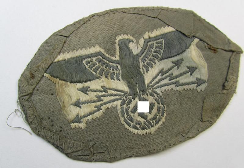 Superb, 'Postschutz'-arm-badge (ie. arm-eagle) being a piece as executed in the 'BeVo'-weave-pattern and that comes in a moderately used- (ie. clearly tunic-removed-), condition