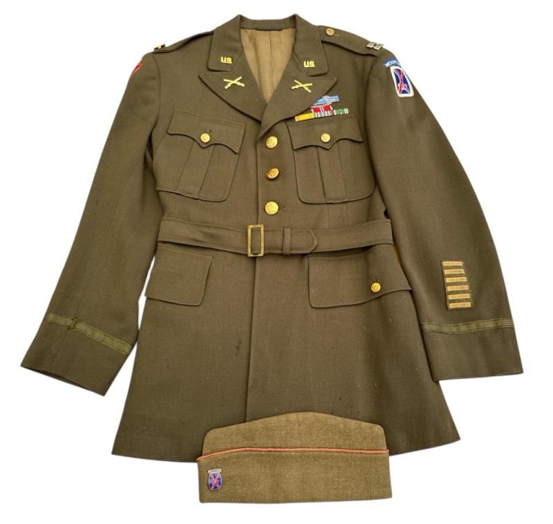 US WWII Class A Tunic Mountain Division Officer and Side Cap