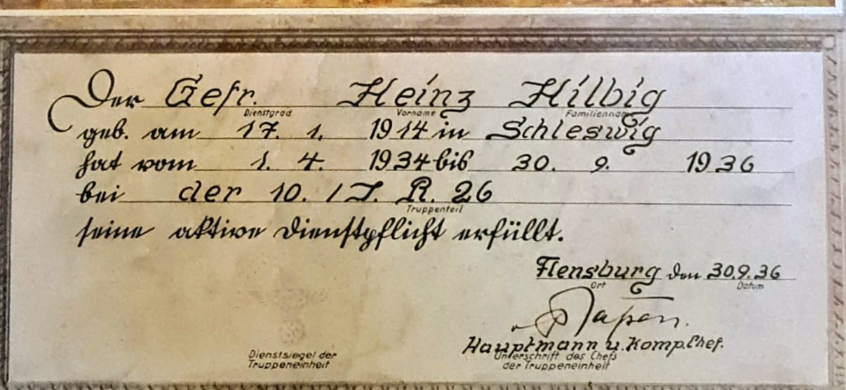 Wehrmacht “My service” Citation I.R.26