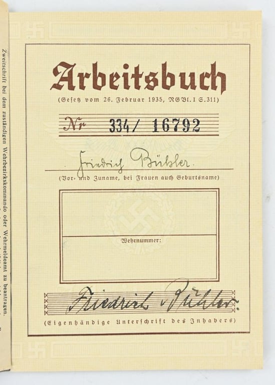 German Third Reich Workerspass