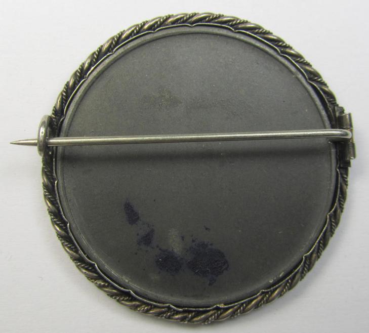 German (ie. Prussian- ie. 'Preussen') WWI-period- and/or zinc- ('Feinzink'-) based, so-called: 'Verdienstplakette für treue Kriegshilfe im der Provinz Sachsen' (being a non-maker-marked example that was period-mounted into a brooch)