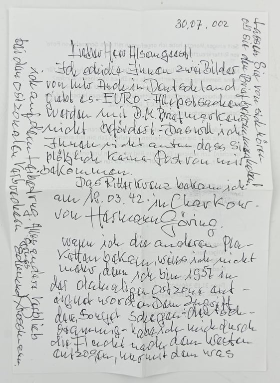 Signature of Luftwaffe KC Recipient 'Edmund Rossmann'