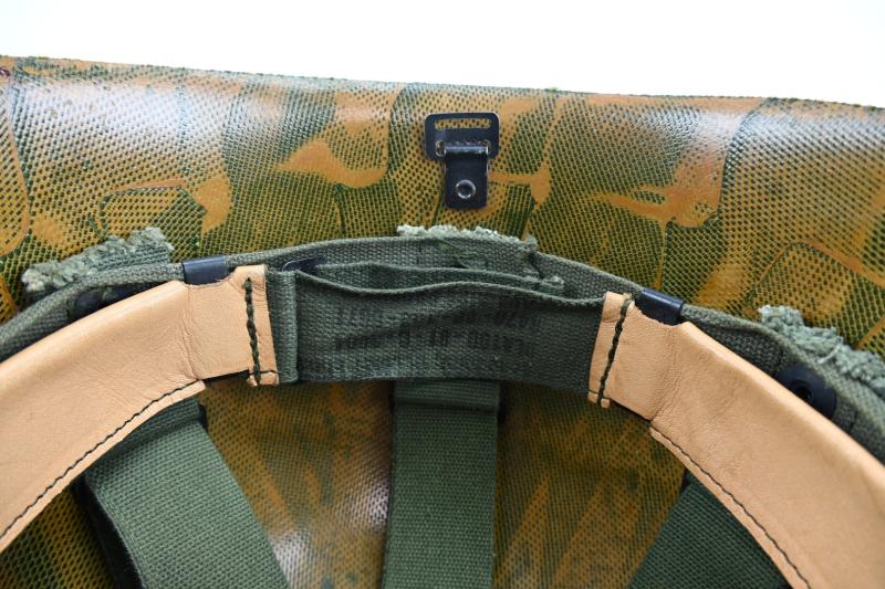 US Vietnam War Infantry helmet with camouflage cover and liner