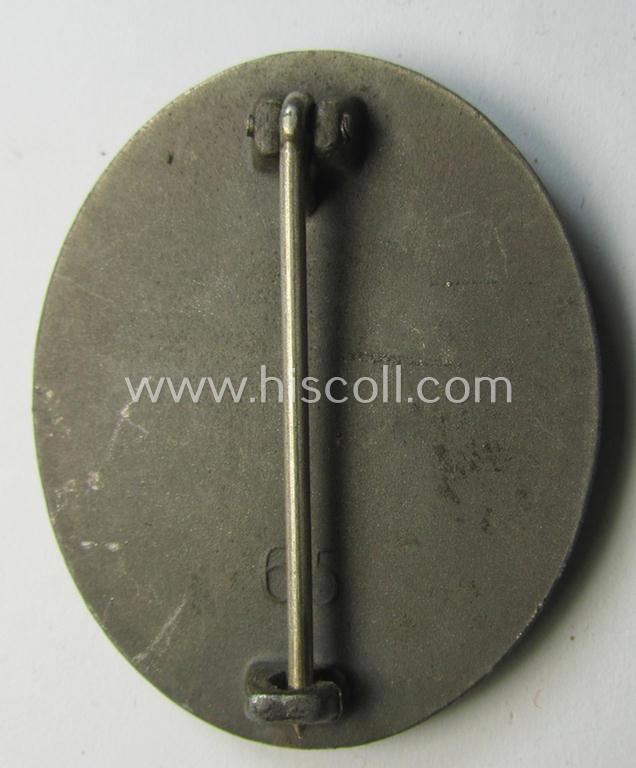 Attractive - and moderately used- and worn! - example of a maker- (ie. '65'-) marked example of a silver-class wound-badge (or: 'Verwundeten-Abzeichen in Silber') as was produced by the 'Hersteller' ie. maker: 'Klein u. Quenzer'