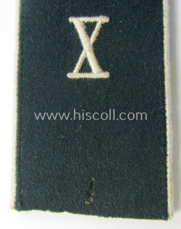 Interesting - albeit single! - pre- (ie. early-war-) period- (ie. 'M36/M40'-pattern) 'cyphered' and rounded-styled WH (Heeres) EM-type shoulderstrap as was intended for a: 'Soldat der Infanterie-Truppen u. Mitglied des Wehrkreis-Kds. 10'