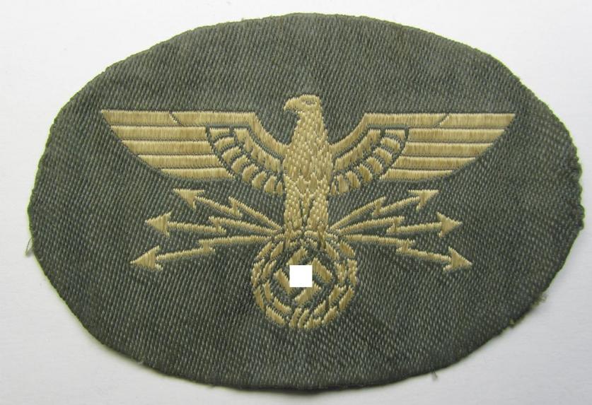 Superb, 'Postschutz'-arm-badge (ie. arm-eagle) being a piece as executed in the 'BeVo'-weave-pattern (and that comes with a period picture-postcard of the bearer)
