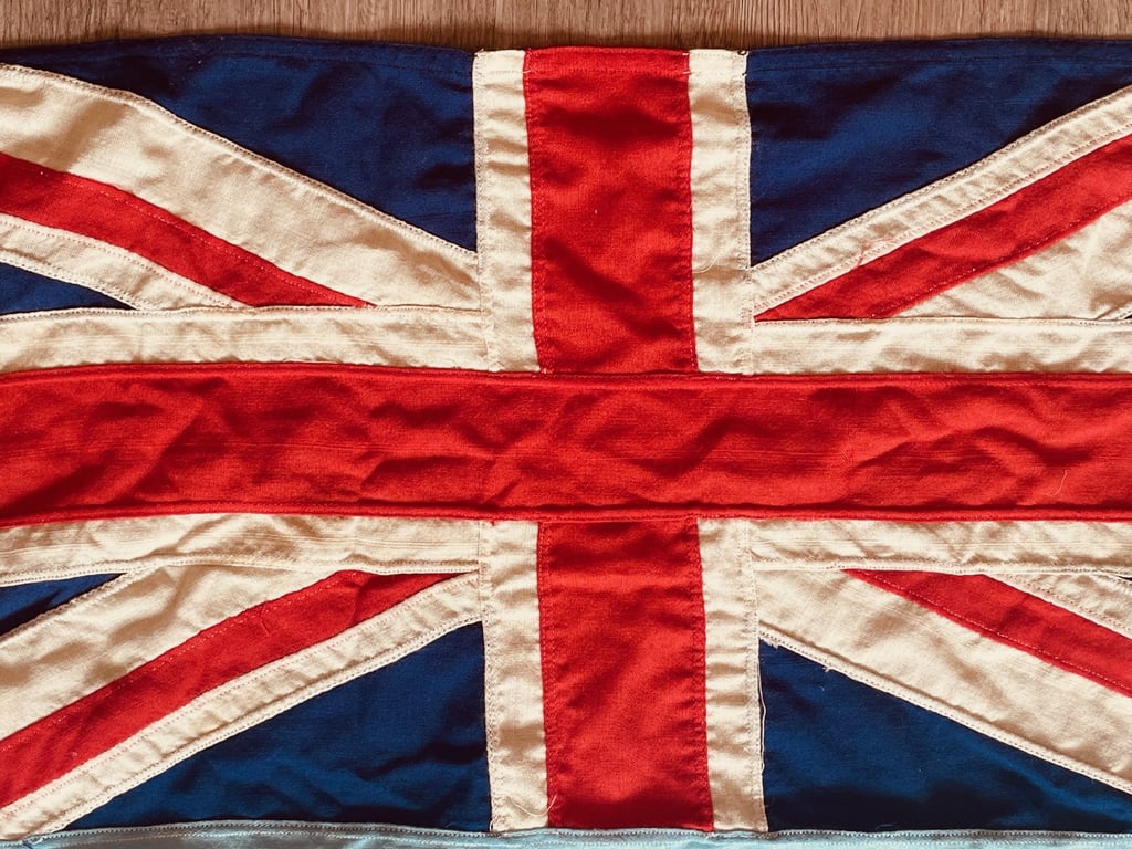 AUTHENTIC PANEL STICHED BRITISH WARTIME WW2 RAF STATION FLAG. ADDITIONAL PHOTOS
