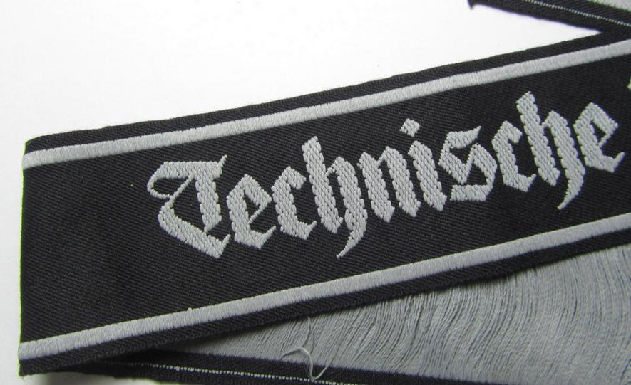 Attractive - and actually scarcely encountered! - example of a TeNo-cuff-title (ie. 'Ärmelstreifen') entitled: 'Technische Nothilfe' (= 'TeNo'), being an example as was woven in the neat 'BeVo'-weave pattern