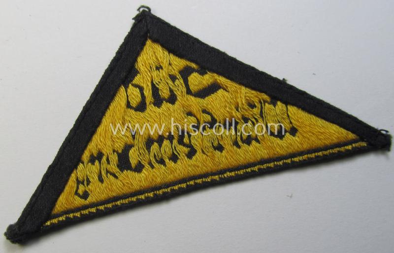 'HJ' ('Hitlerjugend') district-triangle (ie. 'Gebietsdreieck') entitled: 'Süd Württemberg' (being a clearly used- ie worn example that regrettably misses its 'RzM'-etiket)