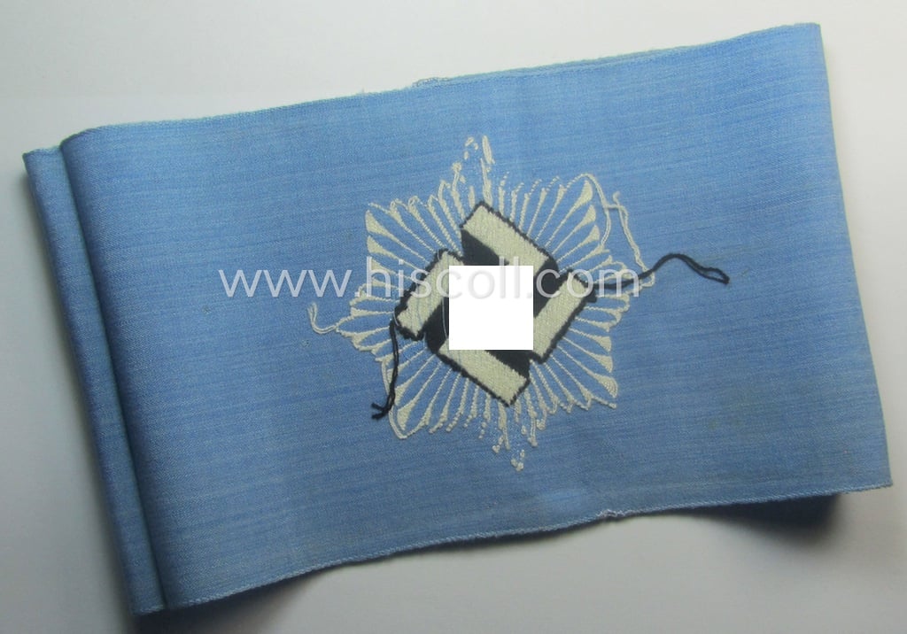 Light-blue-coloured and neatly 'BeVo'-woven, so-called: RLB (or: 'Reichsluftschutzbund') 'Amtsträger'-armband depicting the typical 'RLB'-logo (without lettering)
