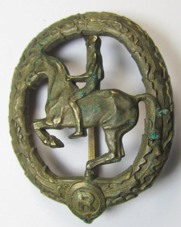 Attractive - and actually fairly scarcely encountered! - so-called: 'Deutsches Reiterabzeichen der 3. Klasse (ie. 'in Bronze') being a maker- (ie. 'L.Chr. Lauer'-) marked example that comes together with its accompanying 'Halbminiatur'