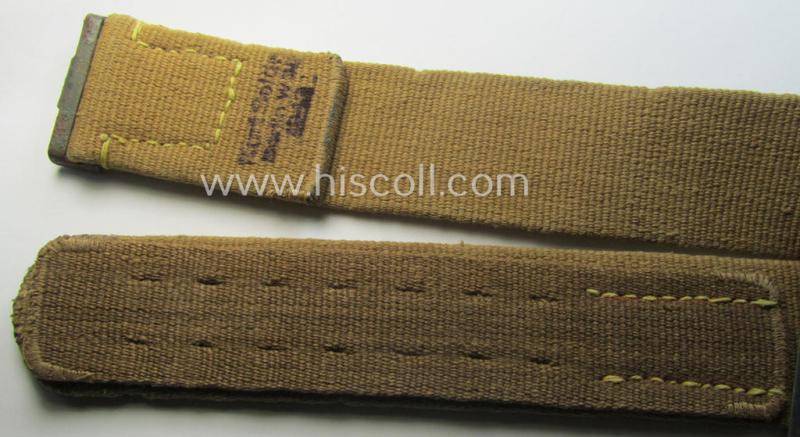 Attractive - and not that easily found! - WH (Heeres ie. LW etc.) 'tropical-issued'- and entirely 'web-based' belt (ie. 'Koppelriemen') being a maker- (ie. 'Kurt Seidel - Berlin W 36 - 1943'-) marked and/or 95 cms.-sized example