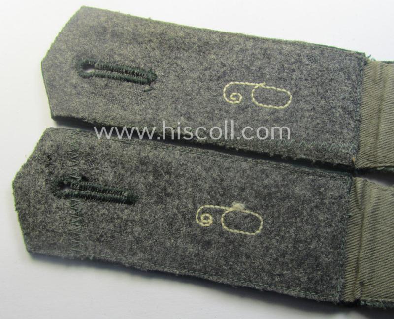 Pair of WH (Heeres), early- (ie. pre-) war-period, 'M36- o. M40'-pattern (pointed-styled- and 'cyphered') so-called: EM-type shoulderstraps: 'Soldat des Infanterie-Rgts. 6'