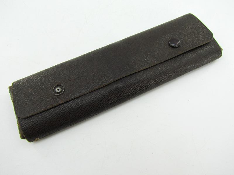 German leather case with luftwaffe ink pens + pencils