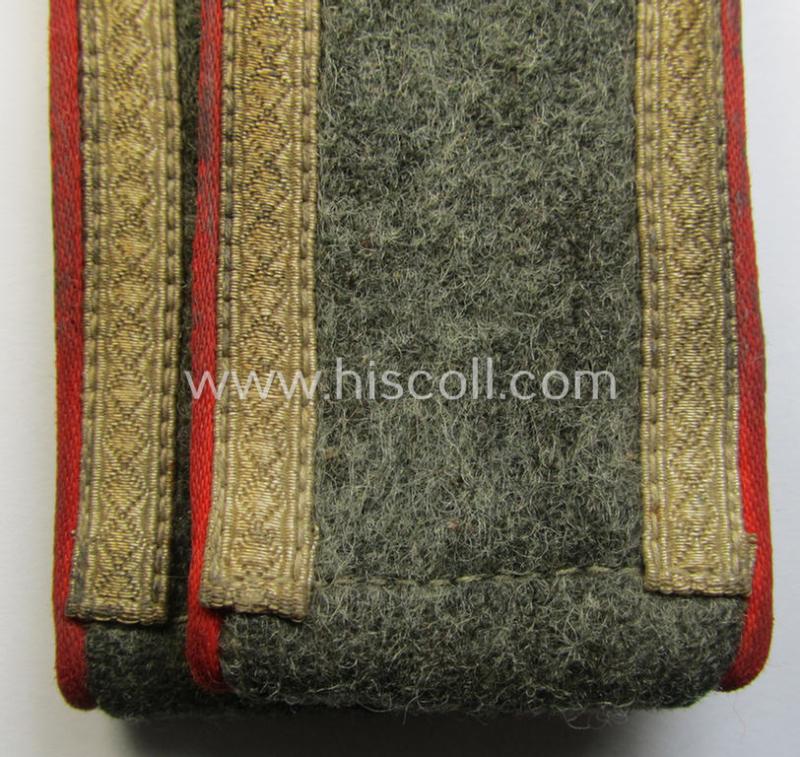 Attractive - and fully matching! - pair of WH (Heeres) early- (ie. mid-) war-period- (ie. 'M40'- ie. 'M43'-pattern), 'standard-issued' NCO-type shoulderstraps as was intended for an: 'Unterwachtmeister eines (Sturm)Art.-Abts. o. Rgts.'