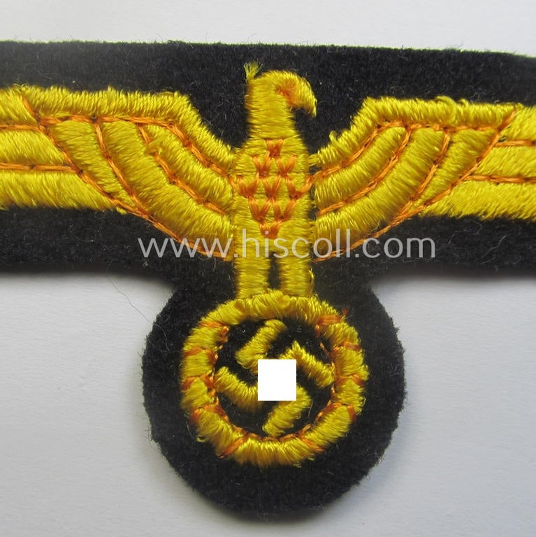 WH (Kriegsmarine) breast-eagle (ie. 'Brustadler für Mannschaften u. Uffz. der Kriegsmarine') being a 'standard-pattern'- and neatly machine-embroidered example that comes in a never used- ie. still 'virtually mint', condition