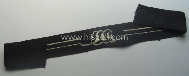 RAD (ie. 'Reichsarbeitsdienst') EM- (ie. NCO-) pattern, commemorative cuff-title (ie. 'Dienstärmelstreifen') depicting a capital 'W'-character (as was intended for commissioned-staff working on the various 'Westwall'-fortifications)