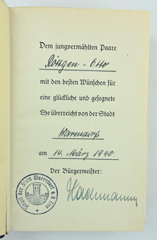 German Adolf Hitler Mein Kampf Book 'Warendorf'