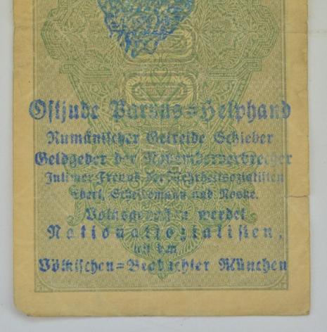 German Third Reich era reprinted banknote