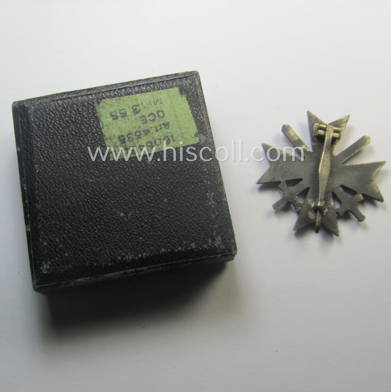 'Kriegsverdienstkreuz 1. Klasse mit Schw.' being a maker- (ie. '3'-) marked (and/or 'Feinzink'-based) specimen by the maker: (ie. 'Hersteller') 'Wilh. Deumer' that comes stored in its original, simplified 'KvK'-etui