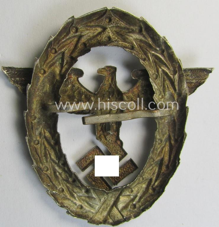 Neat - early-period- and silvered 'Buntmetall'-based! - 'Polizei'- (ie. police) visor-cap eagle being a silver-coloured- and/or non-maker-marked example as was intended for usage on the various 'Polizei' (ie. police) visor-caps