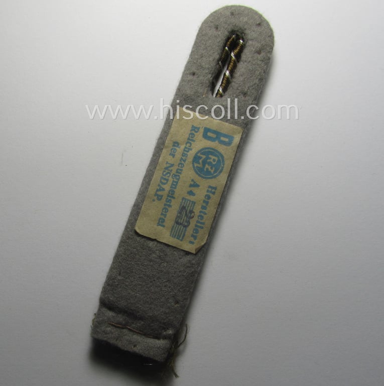 Single, SA (ie. 'Sturmabteilungen') EM-shoulderboard (ie. 'Schulterstück für Mannschaften der SA-Gruppe Weichsel o. Sudeten' being a 'mint- ie. unissued' example that still retains its period-attached 'RzM'-etiket