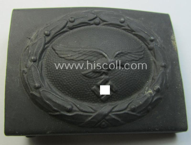WH (Luftwaffe) blue-coloured- and/or typical steel-based belt-buckle, being a non-maker-marked example